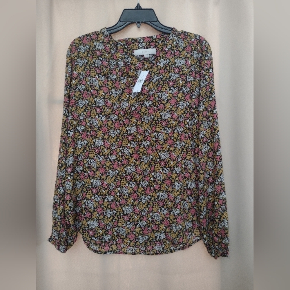 NWT LOFT Long Sleeve Small Floral Tunic